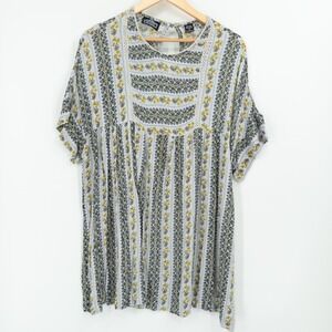 Angie Floral Prairie Babydoll Dress Cottagecore Mini Tunic